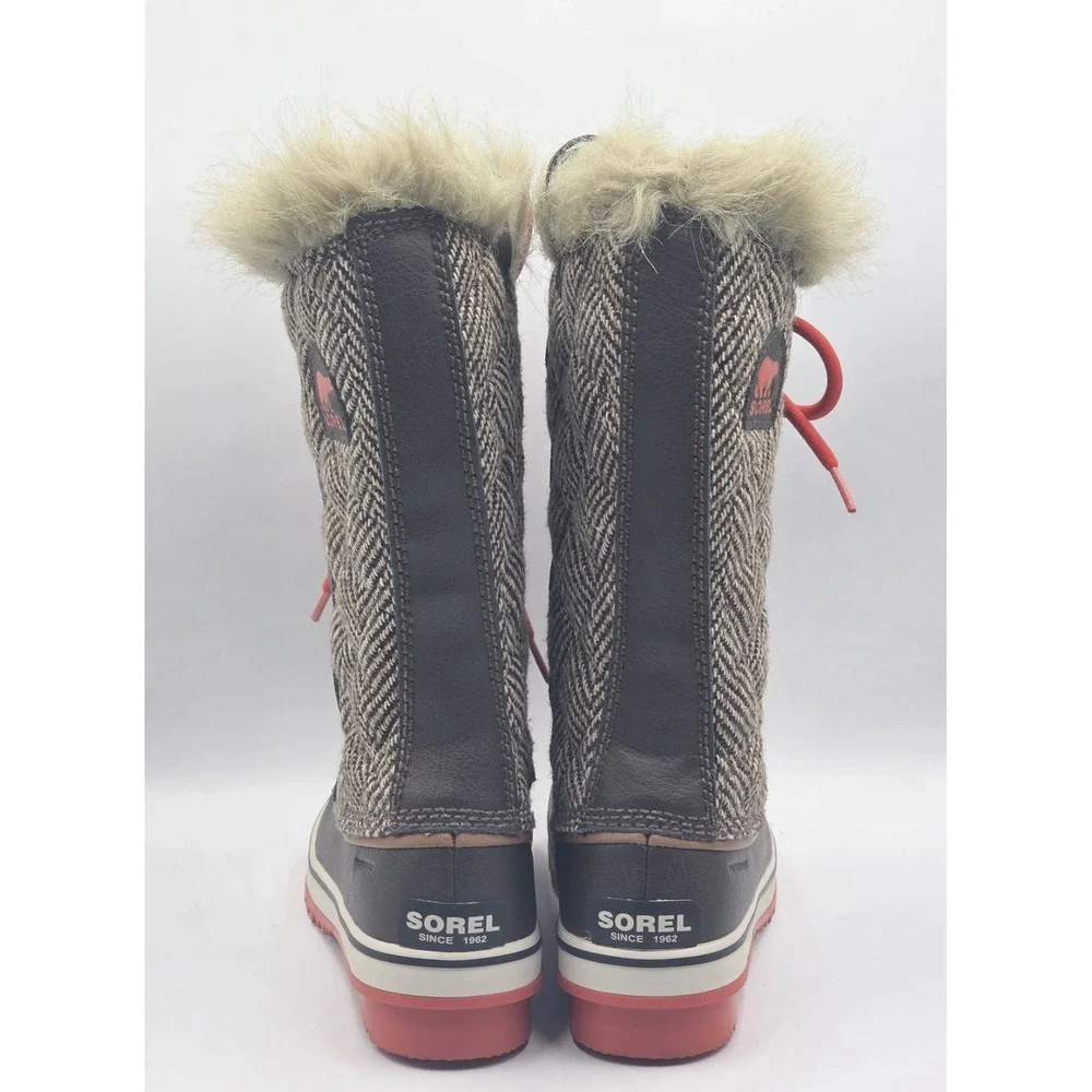 Sorel Tofino II Brown Orange Quilted Snow Boots Womens 7 Waterproof Faux Fur